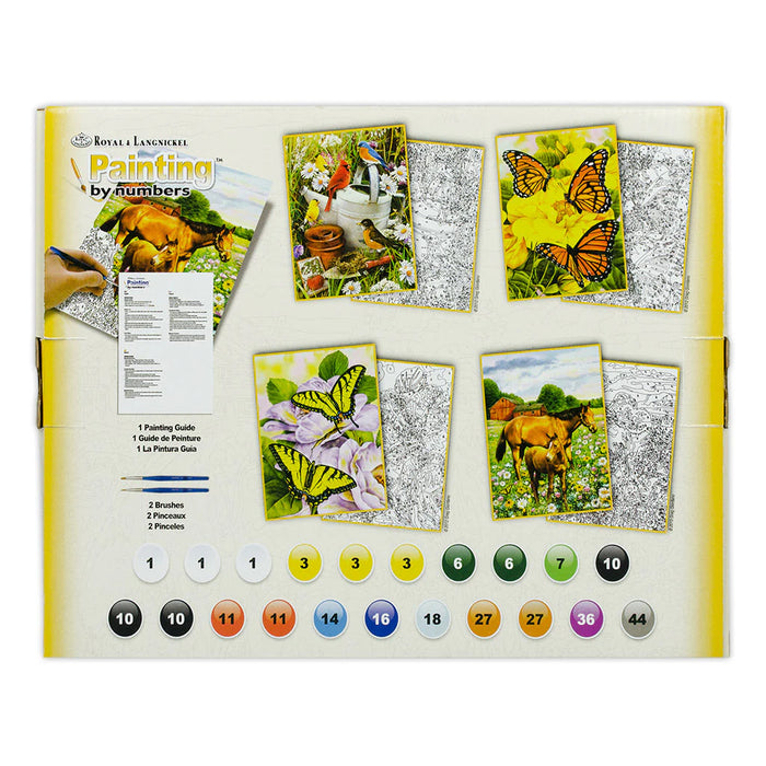 Royal & Langnickel 8096 Outdoor Life (Horses, Birds, Butterflies) Paint by Number 24 Piece Activity Set (4 Projects) Age 8+ (8"x10")