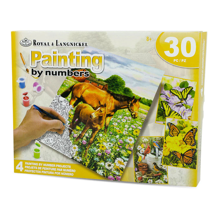 Royal & Langnickel 8096 Outdoor Life (Horses, Birds, Butterflies) Paint by Number 24 Piece Activity Set (4 Projects) Age 8+ (8"x10")