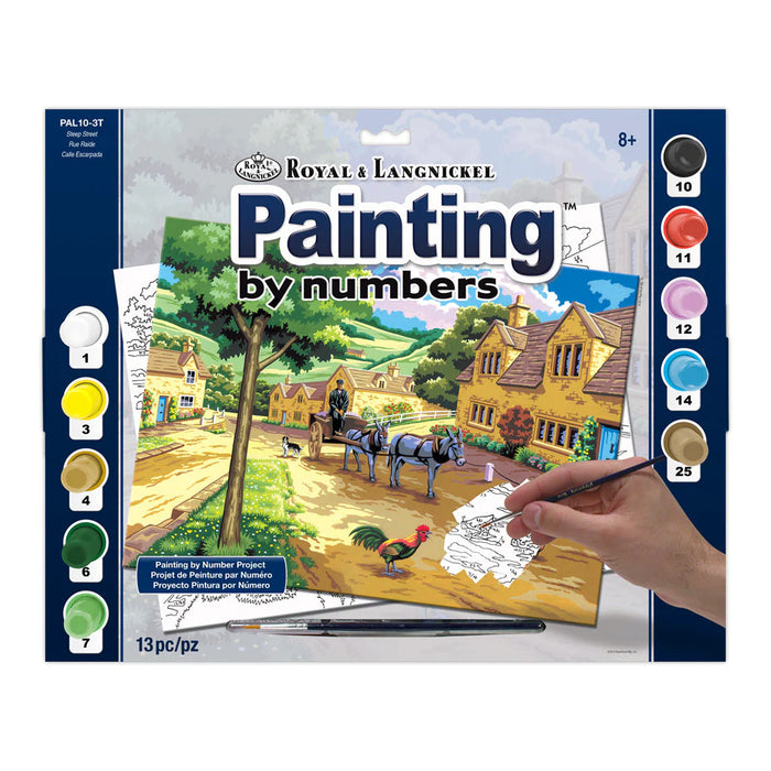 Royal & Langnickel 99459 Steep Street (Country Villas, Wagon w/Horses) Paint by Number Age 8+ (11.25"x15.375")