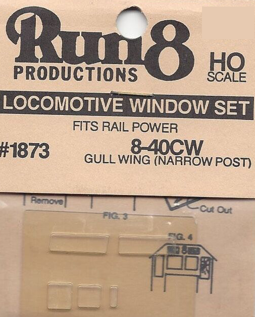Run 8 Productions 1873 HO Scale Window Set Rail Power Dash 8-40CW