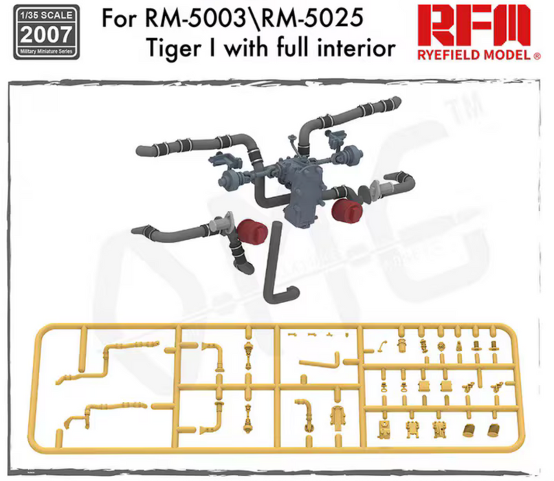 Ryefield Models 2007 1/35 Engine Pipeline Parts for Tiger I with full interior (for Ryefield 5003/5025)