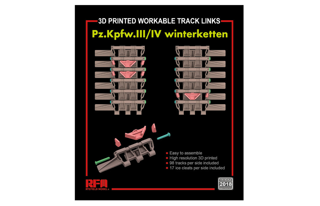 Ryefield Models 2018 1/35 3D Printed Workable Track Links for Pz.III/IV winterketten