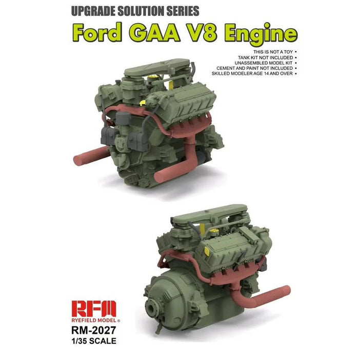 Ryefield Models 2027 1/35 Upgrade Solution: Ford GAA V8 Engine for Sherman Tank Model Kit