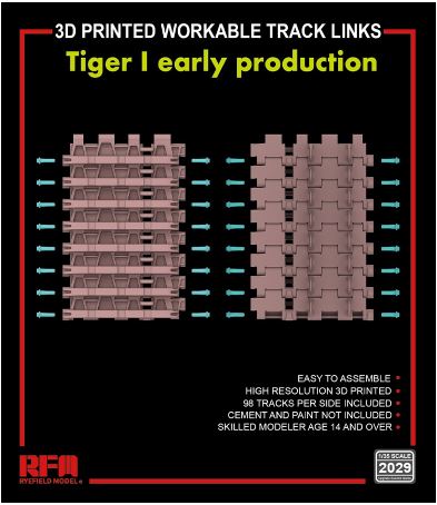 Ryefield Models 2029 1/35 3D Printed Workable Tracks For Tiger I Early Prod.