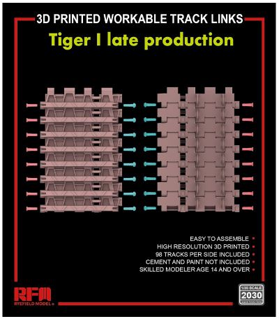 Ryefield Models 2030 1/35 3D Printed Workable Track Links For Tiger I Late Prod.
