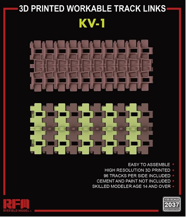 Ryefield Models 2037 1/35 3D Printed Workable Track Links for KV-1