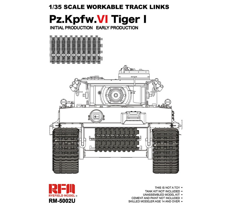 Ryefield Models 5002U 1/35 Workable Track Links for Tiger I Initial/Early Prod. Model Kit