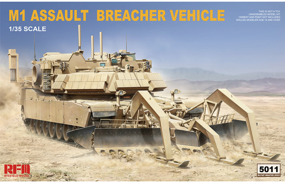 Ryefield Models 5011 1/35 M1 Assault Breacher Vehicle with Mine Plow Model Tank Kit