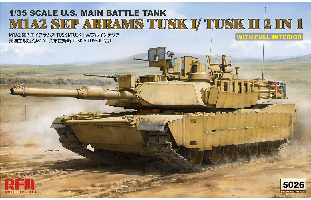 Ryefield Models 5026 1/35 M1A2 SEP Abrams TUSK I /TUSK II with Interior (2 in 1) Model Kit