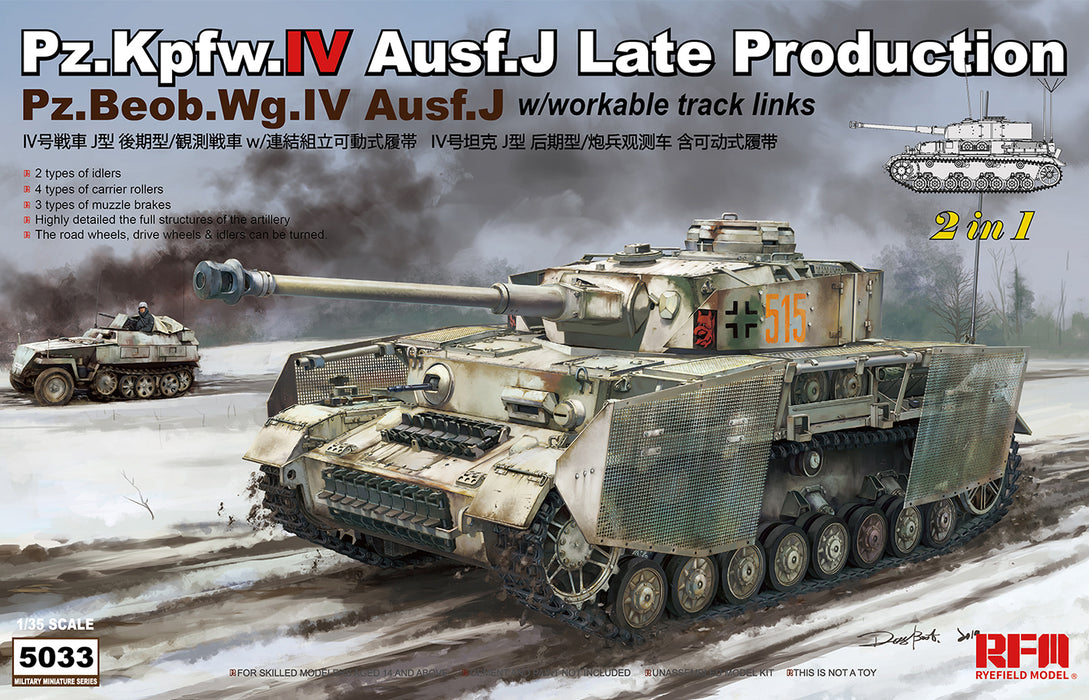 Ryefield Models 5033 1/35 Pz.Kpfw. IV Ausf. J Late Prod. / Pz.Beob.Wg. IV Ausf. J (2 in 1) Model Kit