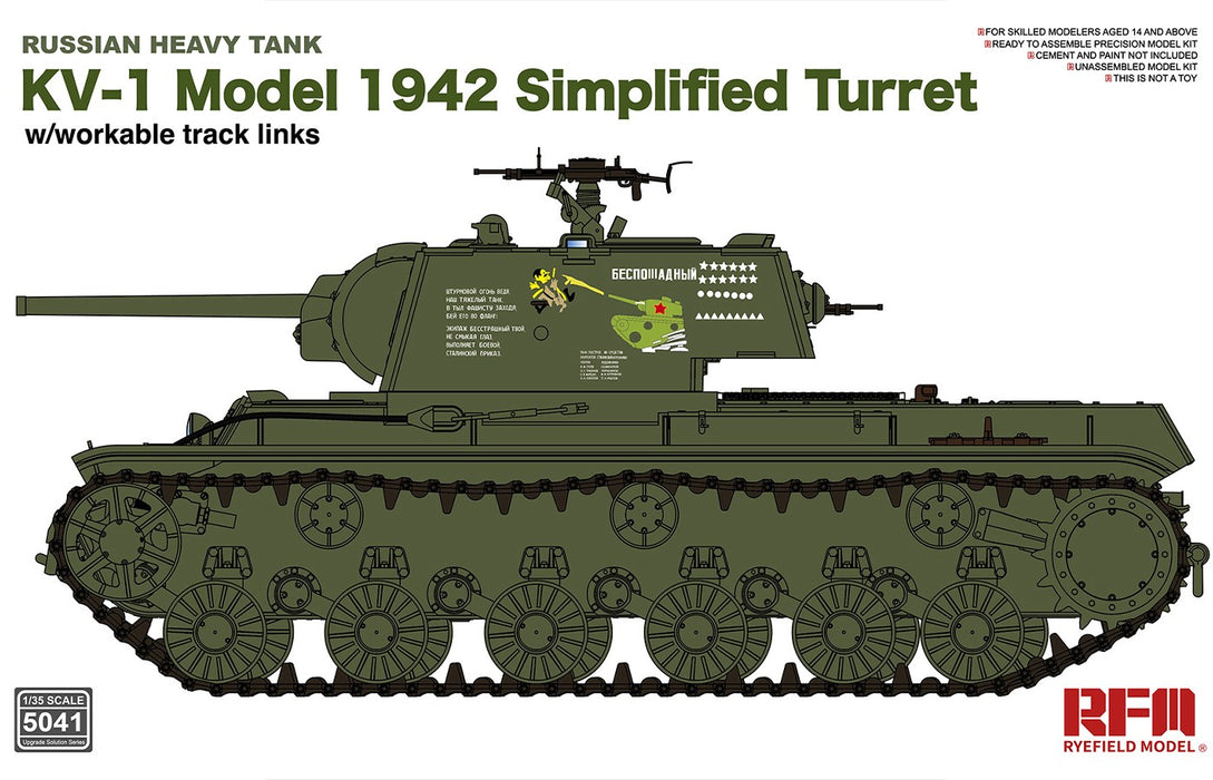 Ryefield Models 5041 1/35 Russian Heavy Tank KV-1 Model 1942 Simplified Turret Model Kit