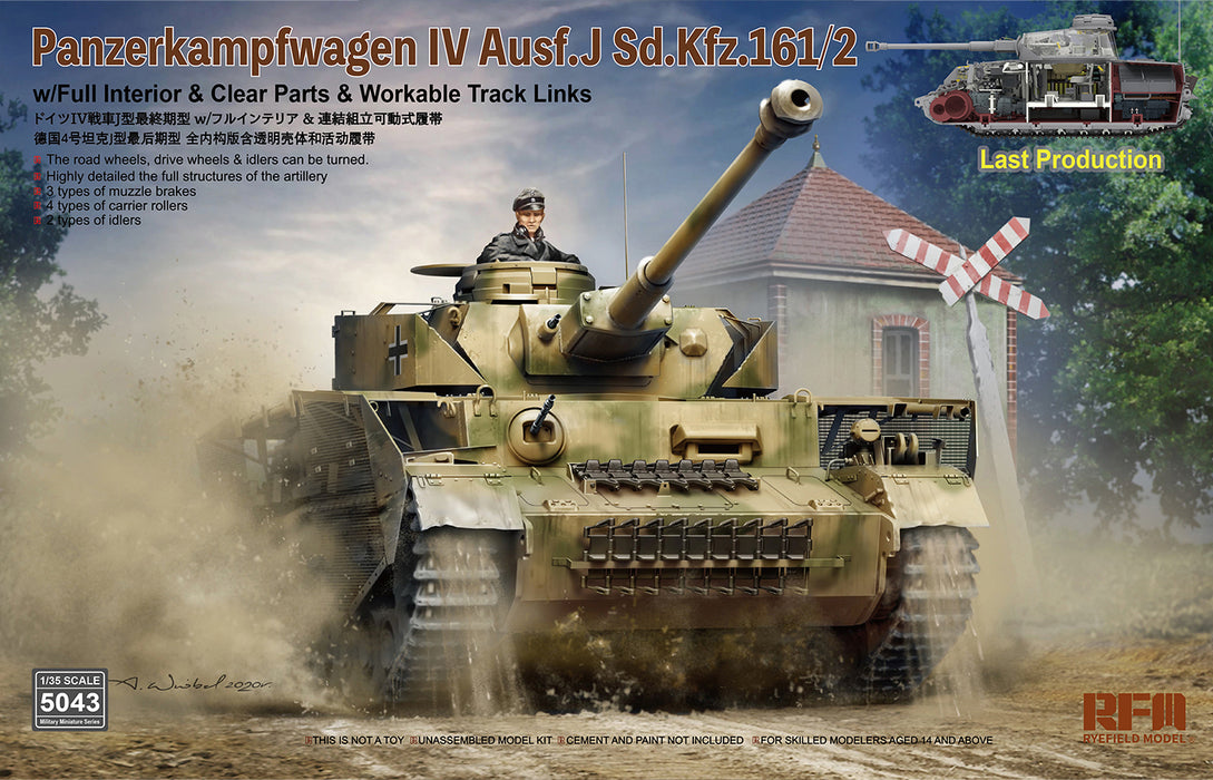 Ryefield Models 5043 1/35 Pz.Kpfw. IV Ausf. J Sd.Kfz. 161/2 Last Prod. w/ Interior & Workable Tracks Model Kit