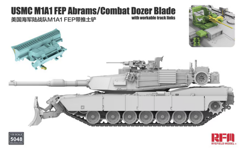 Ryefield Models 5048 1/35 USMC M1A1 FEP Abrams & Dozer Blade w/ Workable Tracks Model Kit