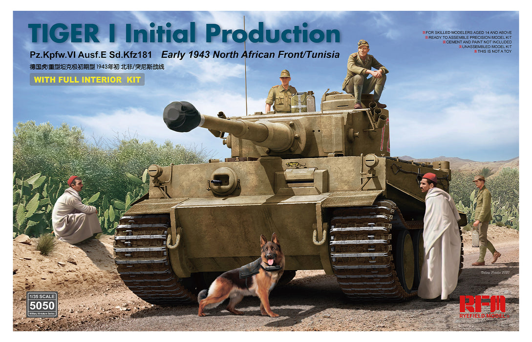 Ryefield Models 5050 1/35 Tiger I Tank Initial Prod. 1943 with Full Interior Model Kit
