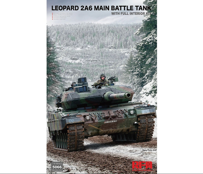 Ryefield Models 5066 1/35 Leopard 2A6 Main Battle Tank with Interior Model Kit