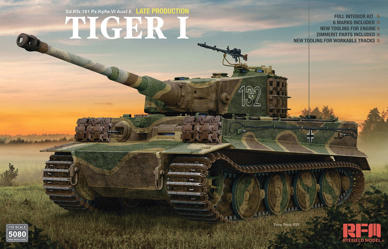 Ryefield Models 5080 1/35 Tiger I Late Prod. w/ Zimmerit Parts Model Kit