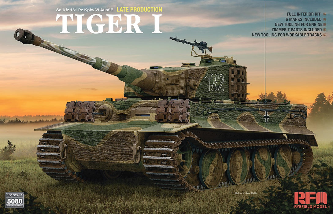 Ryefield Models 5080 1/35 Tiger I Late Prod. w/ Zimmerit Parts Model Kit