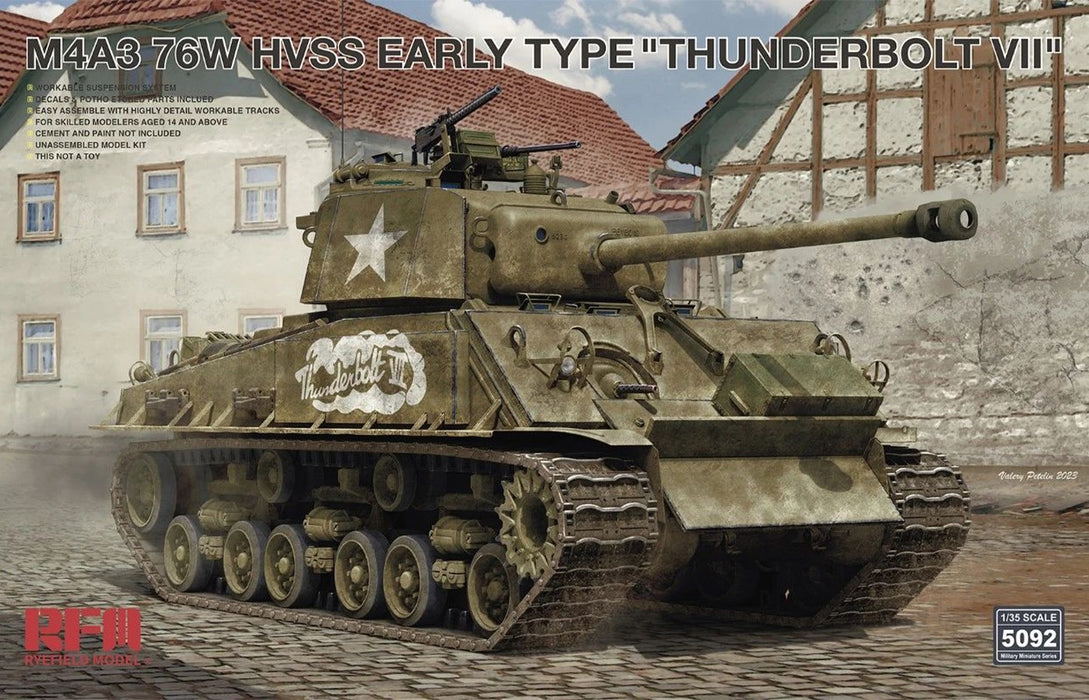 Ryefield Models 5092 1/35 M4A3 76W HVSS Sherman Early Type "Thunderbolt VII" Model Kit
