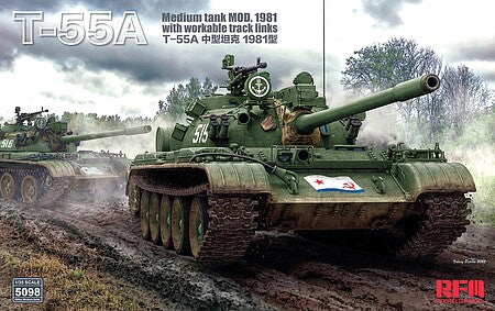 Ryefield Models 5098 1/35 T-55A Medium Tank Mod. 1981 w/ Workable Tracks Model Kit