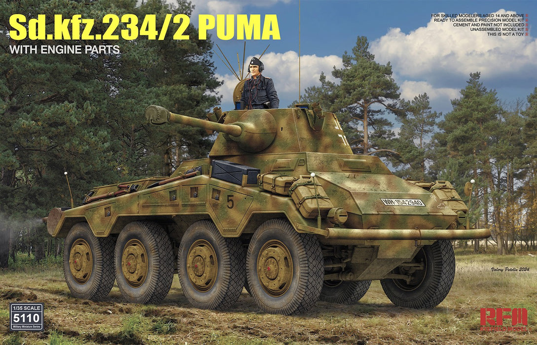 Ryefield Models 5110 1/35 Sd.Kfz.234/2 PUMA with Engine Parts Model Kit