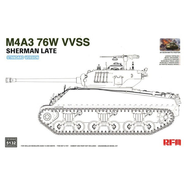 Ryefield Models 5132 1/35 M4A3 Sherman 76W VVSS Late (Standard Version) Model Kit
