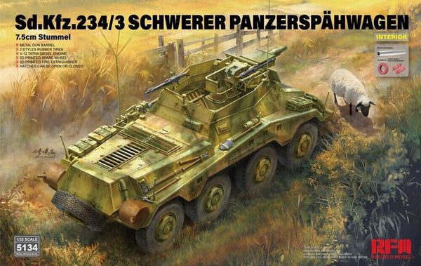 Ryefield Models 5134 1/35 Sd.Kfz. 234/3 Schwerer Panzerspähwagen 7.5cm Stummel Model Kit
