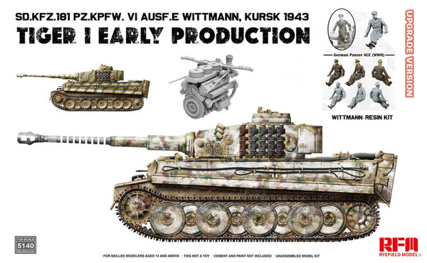 Ryefield Models 5140 1/35 Tiger I Ausf. E Early Prod. 1943 w/ Wittmann figure (Upgrade Version) Model Kit