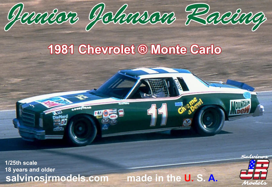 Salvinos JR Models 24569 1/25 Junior Johnson Racing 1981 Chevrolet Monte Carlo Model Kit with Reverse Paint Scheme
