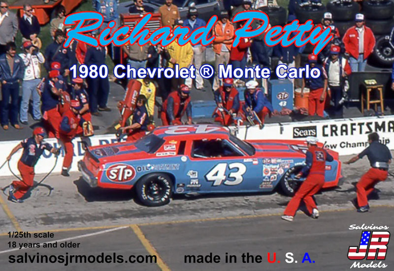 Salvinos JR Models 28015 1/25 Richard Petty Racing 1980 Chevrolet Monte Carlo Model Kit with Reverse Paint Scheme