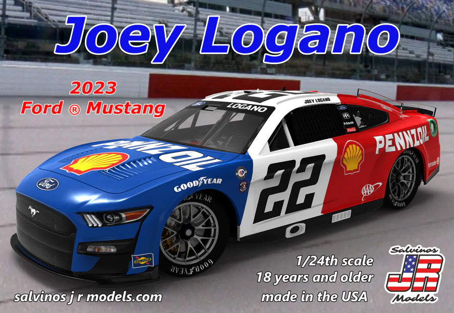 Salvinos JR Models 31251 1/24 Team Penske Joey Logano 2023 Ford Mustang Throwback Model Kit