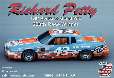 Salvinos JR Models 34087 1/24 Richard Petty 1984 Pontiac Grand Prix 200 Race Winner Model Kit