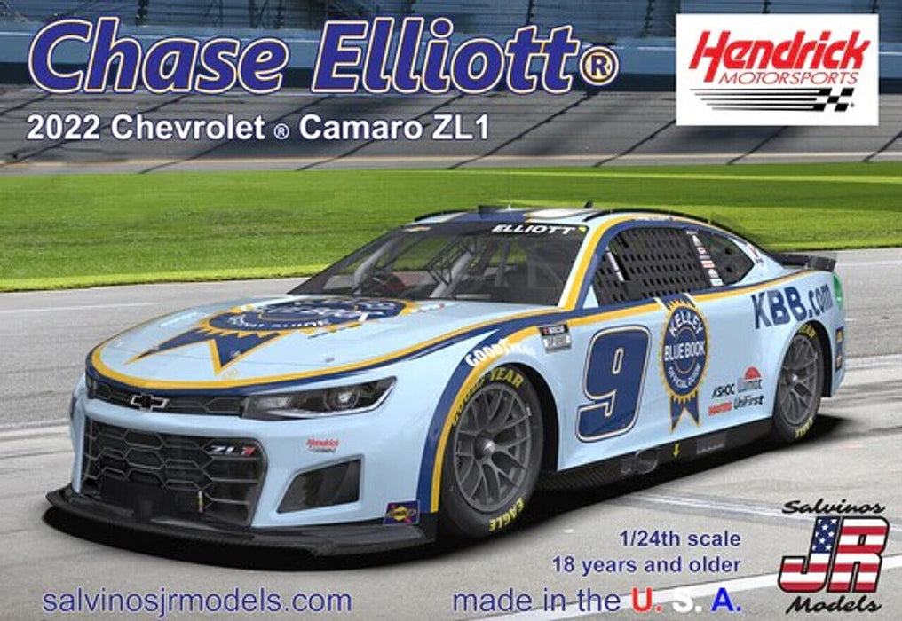 Salvinos JR Models 37469 1/24 Hendrick Motorsports Chase Elliott 2022 Camaro Kelly Blue Book Model Kit