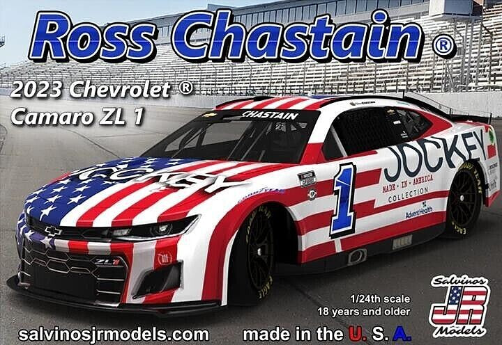 Salvinos JR Models 41299 1/24 Trackhouse Racing 2023 Ross Chastain Camaro Jockey Model Kit