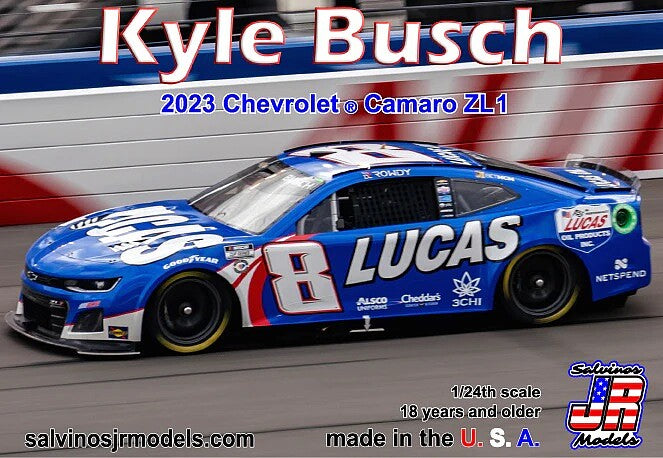 Salvinos JR Models 41302 1/24 Richard Childress Racing Kyle Busch 2023 Camaro Lucas Oil Model Kit