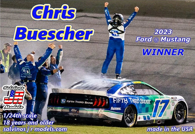 Salvinos JR Models 42238 1/24 RFK Racing 2023 Chris Buescher Ford Mustang Daytona Winner Model Kit