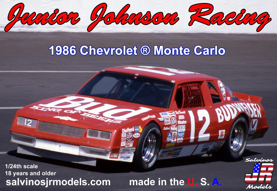 Salvinos JR Models JJMC1986NB Junior Johnson 1986 Chevrolet Monte Carlo Driven by Neil Bonnet Model Kit
