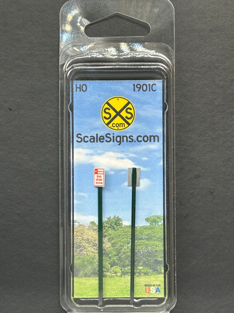 ScaleSigns HO-1901C HO Scale No Parking Bus Stop (2 Pack)