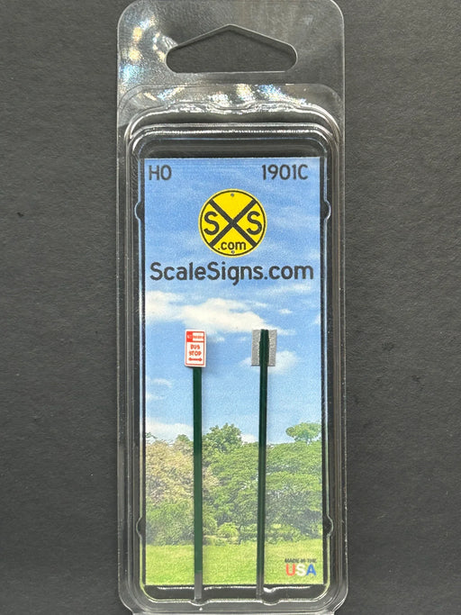 ScaleSigns HO-1901C HO Scale No Parking Bus Stop (2 Pack)