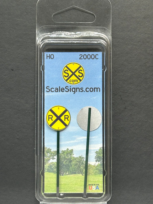 ScaleSigns HO-2000C HO Scale Railroad Crossing Sign (2 Pack)