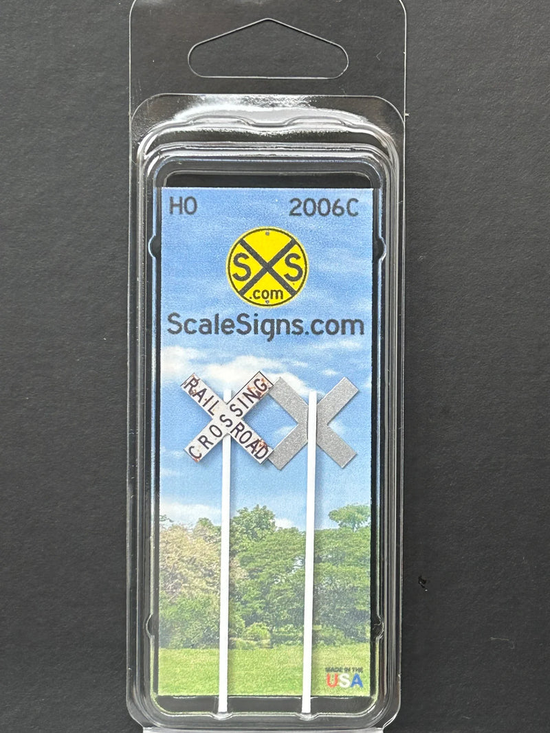 ScaleSigns HO-2006C HO Scale Crossbucks Sign with Light Rust (2 Pack)
