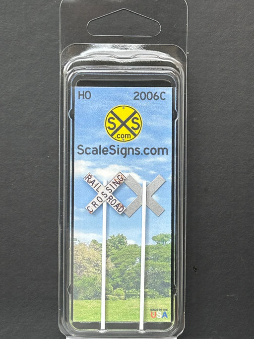 ScaleSigns HO-2006C HO Scale Crossbucks Sign with Light Rust (2 Pack)