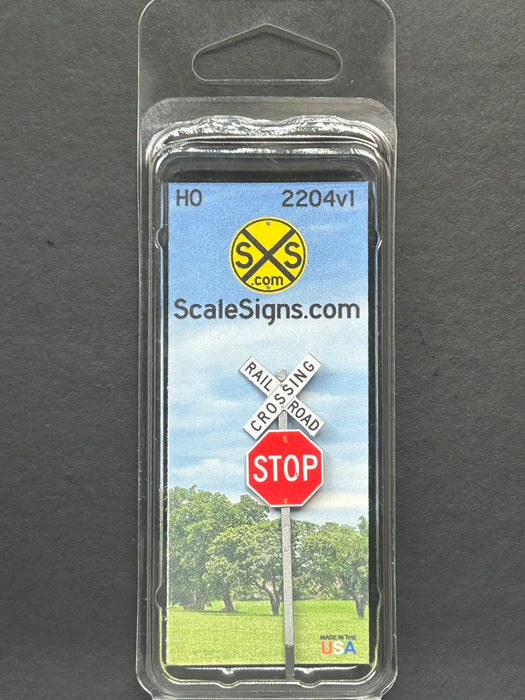 ScaleSigns HO-2204-v1 HO Scale Crossbucks and Stop Sign