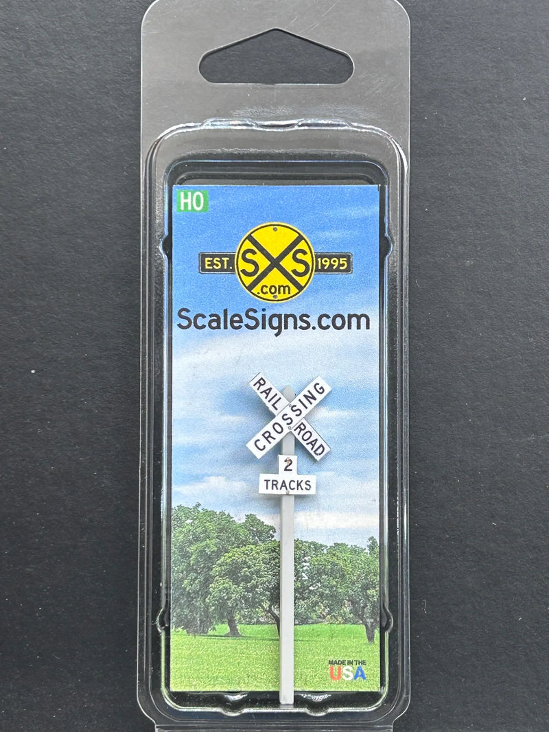 ScaleSigns HO-2219-v2 HO Scale Crossbucks +2 Tracks Sign