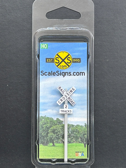 ScaleSigns HO-2219-v2 HO Scale Crossbucks +2 Tracks Sign