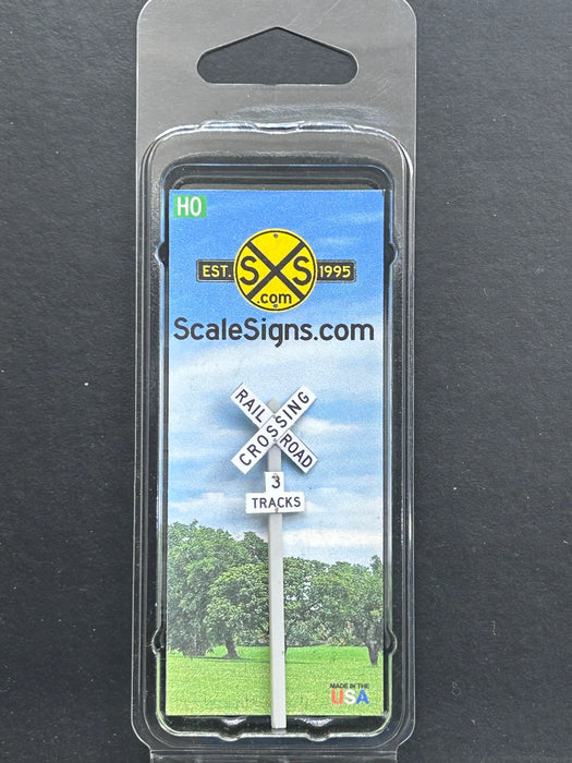 ScaleSigns HO-2219-v3 HO Scale Crossbucks +3 Tracks Sign