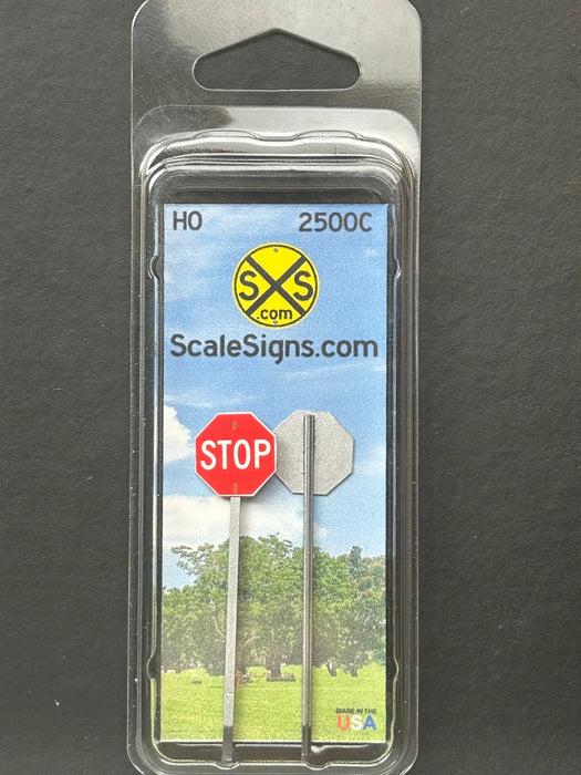 ScaleSigns HO-2500C HO Scale Red Stop Sign (2 Pack)
