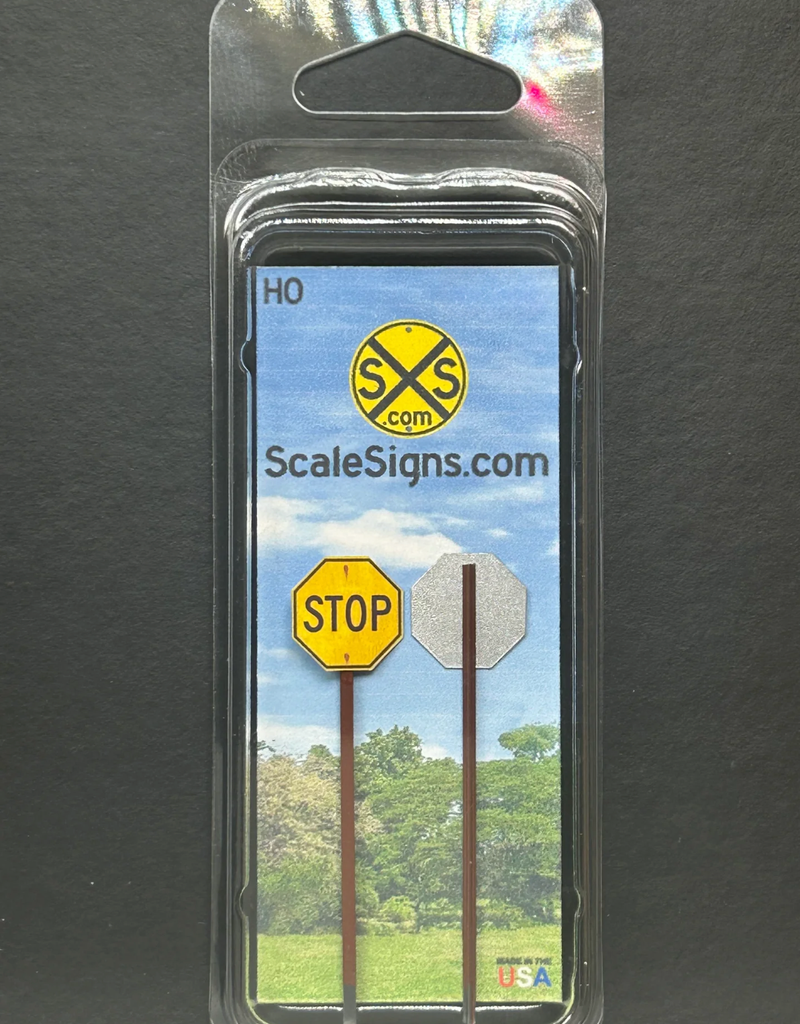 ScaleSigns HO-2501CW HO Scale Yellow (Pre-1972) Stop Sign (2 Pack)