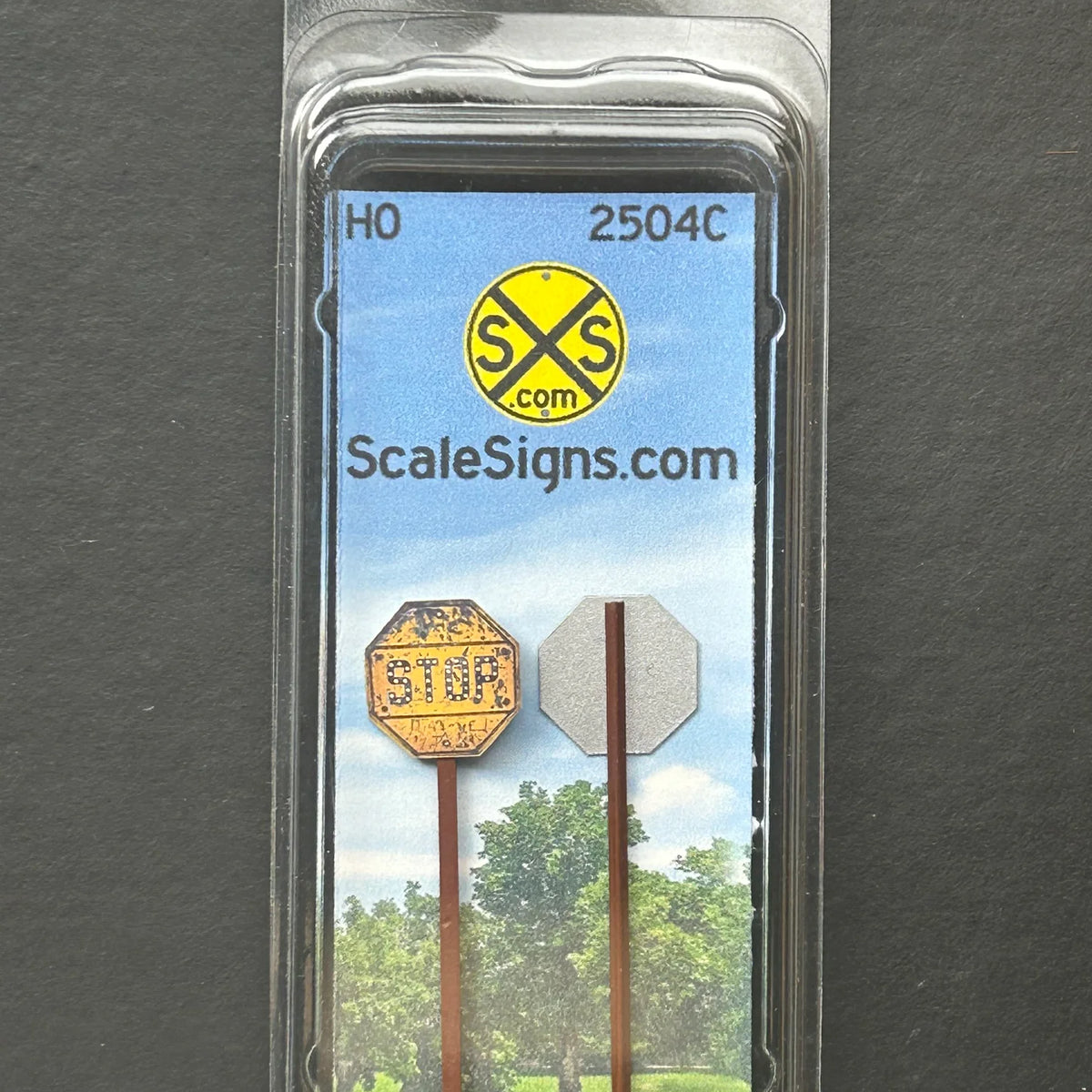 ScaleSigns HO-2504C HO Scale Yellow (Pre-1972) Stop Sign with Cat Eyes ...