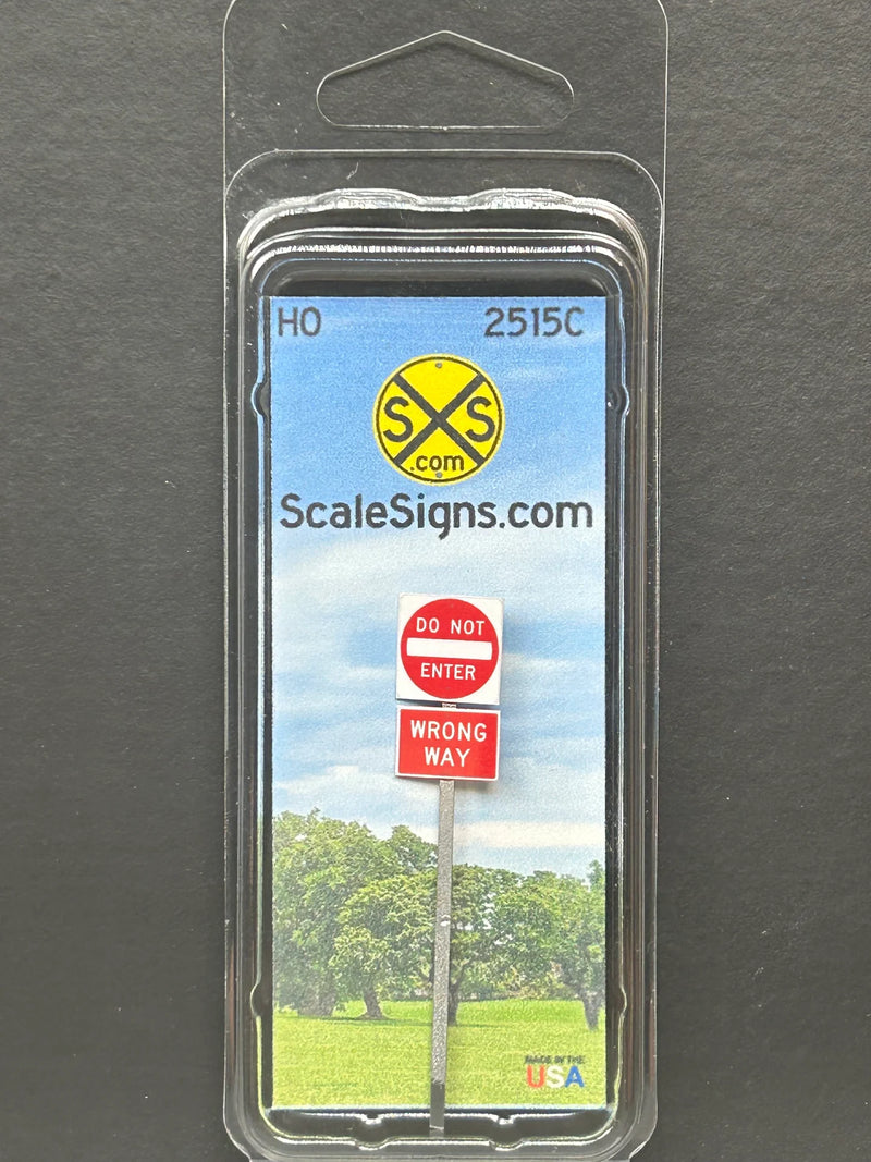 ScaleSigns HO-2515C HO Scale Do Not Enter with Wrong Way Sign