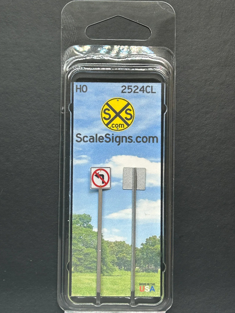 ScaleSigns HO-2524CL HO Scale No Left Turn Sign (2 Pack)